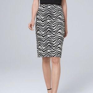 WHBM Reversible Abstract/Solid Pencil Skirt EUC S
